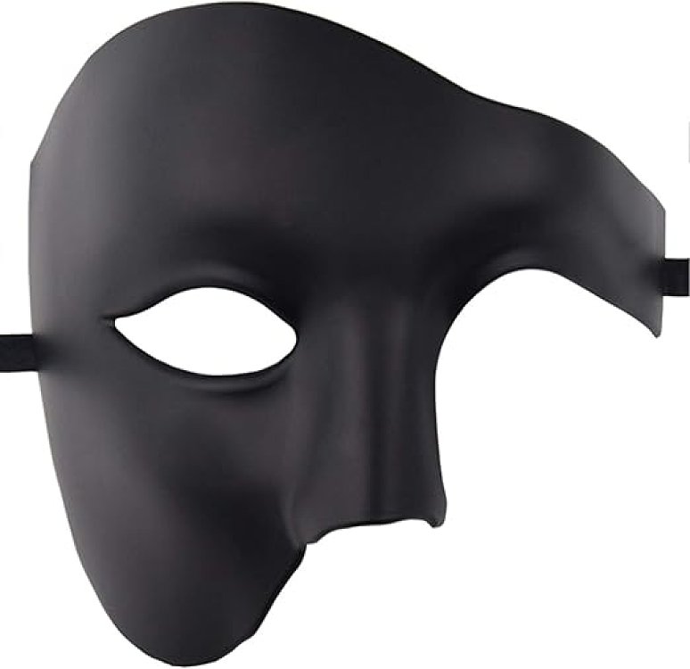 SMD Misterio Black Phantom Roleplay BDSM Mask, Half-Mask Adjustable Design, Unisex, Black