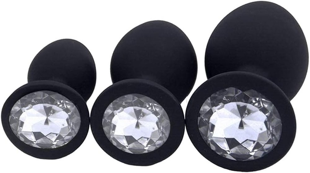 SMD Analyzer Triple Silicone Edition, Πρωκτική Σφήνα από Σιλικόνη Σετ των 3 (S / M / L ), Black / Silver Diamond