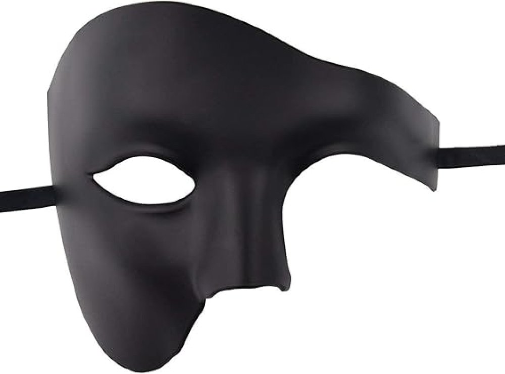 SMD Misterio Black Phantom Roleplay BDSM Mask, Half-Mask Adjustable Design, Unisex, Black