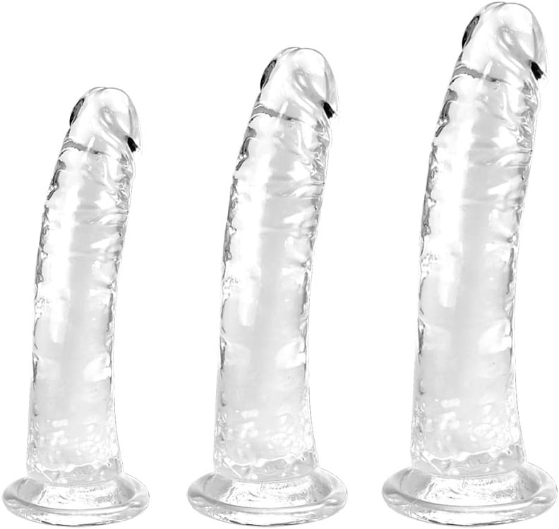 SMD Vanguard Set, Realistic Dildo Realistic Dildo with Suction Cup, Set of 3 (18 / 21 / 23cm), Clear