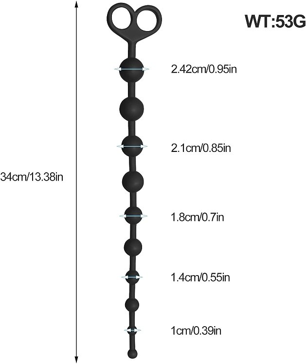 SMD Decimorum, Anal Silicone Chain with 10 Beads, Πρωκτικές Χάντρες Σιλικόνης, Black
