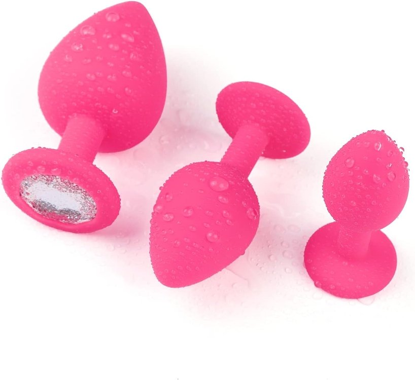 SMD Analyzer Triple Silicone Edition, Πρωκτική Σφήνα Σετ των 3 (S / M / L ), Pink / Silver Diamond