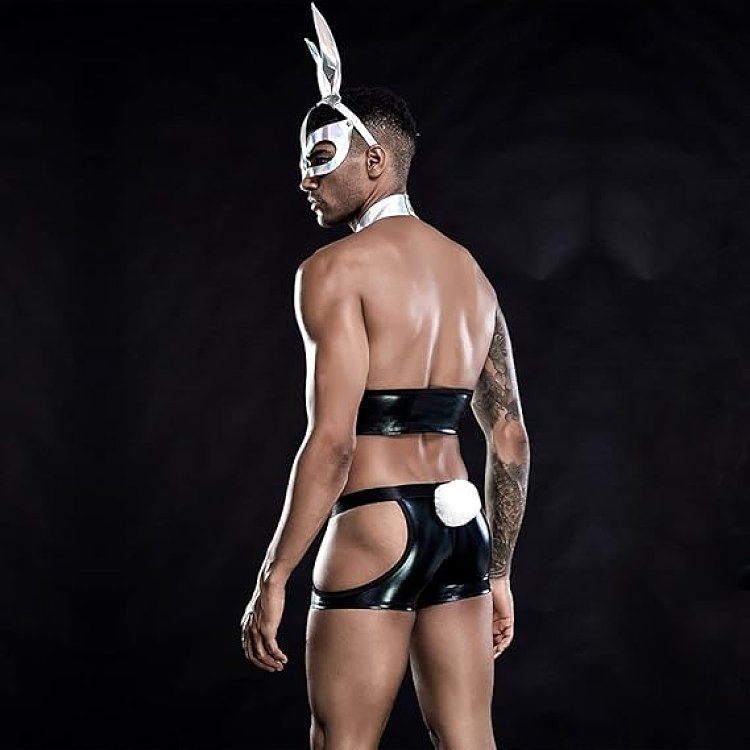SMD Bunnie Servant, Rabbit Cosplay Leather Outfit & Mask, Black