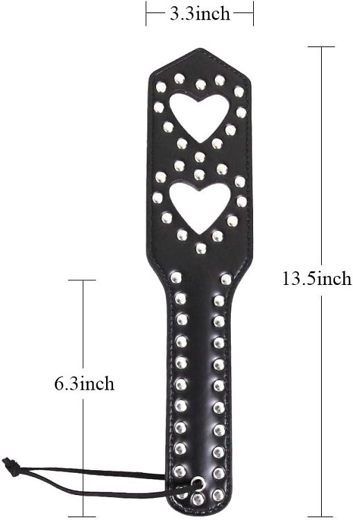 SMD Doit Paddle Studded Hearts 34cm από Vegan Leather, Black