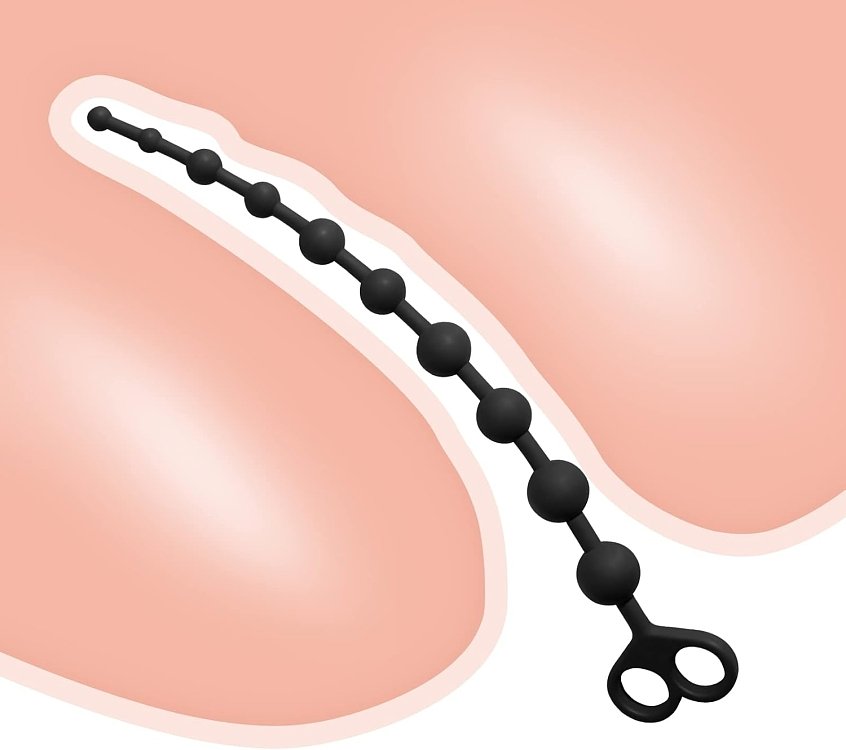 SMD Decimorum, Anal Silicone Chain with 10 Beads, Πρωκτικές Χάντρες Σιλικόνης, Black