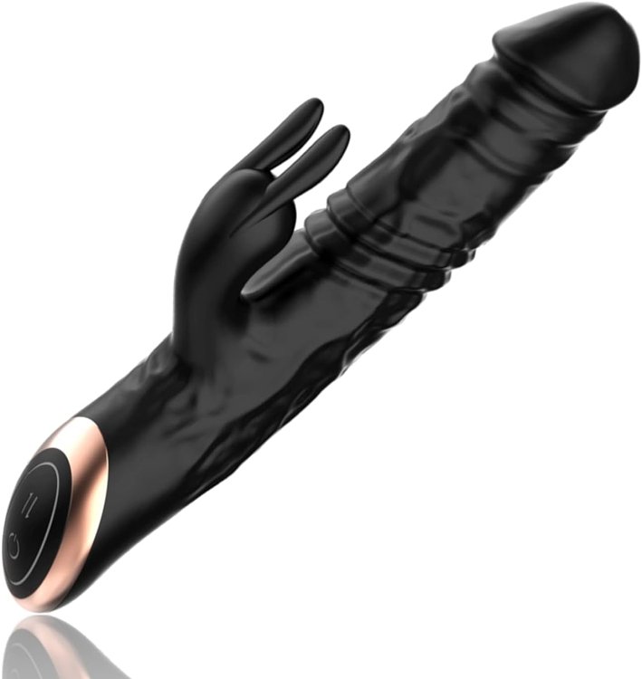 SMD Wet Dream, Rabbit Clitoral Stimulation and G Spot Vibrator 2-in1, Διπλός Δονητής με 10 Vibrating Modes 24.5cm, Black