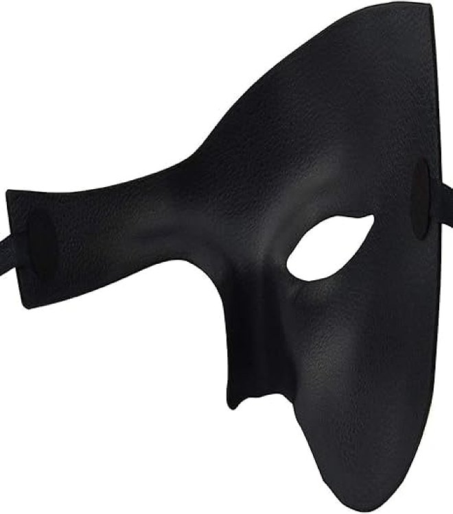 SMD Misterio Black Phantom Roleplay BDSM Mask, Half-Mask Adjustable Design, Unisex, Black