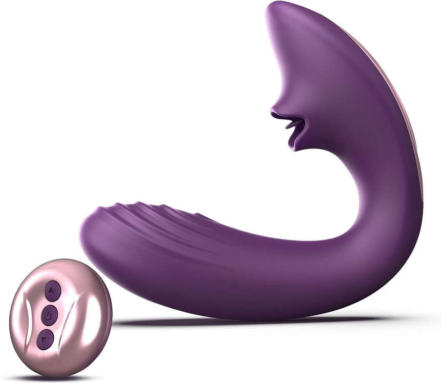 Tracy's Dog Juicy Clitoral Licking & G-Spot Vibrator 2 in 1, 7 Licking & 10 Vibration Patterns, Purple