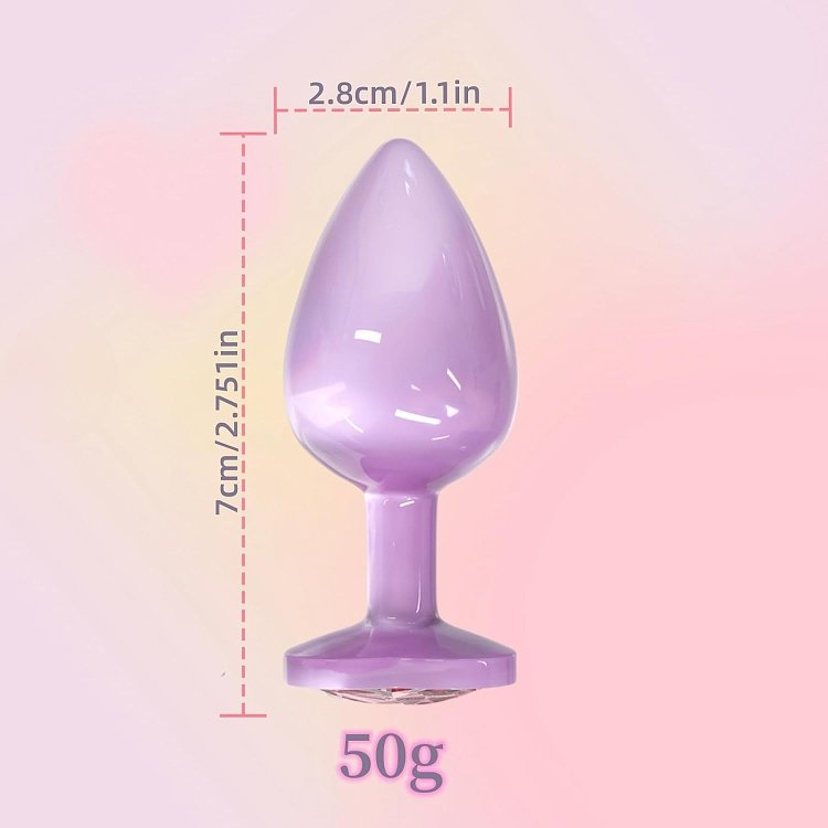 SMD Butt Plug, Πρωκτική Σφήνα S 7cm, Purple / Pink Heart