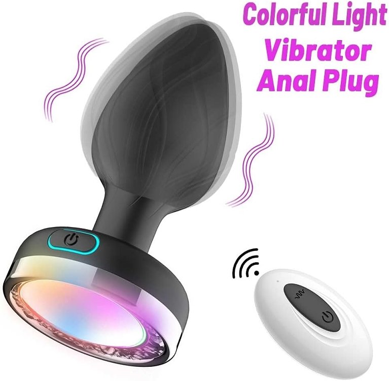 SMD Vibra Plug Light Up, Remote Controlled Led Butt Plug Vibrator, Πρωκτική Led Σφήνα με Δόνηση με Χειρισμό μέσω Remote, Black
