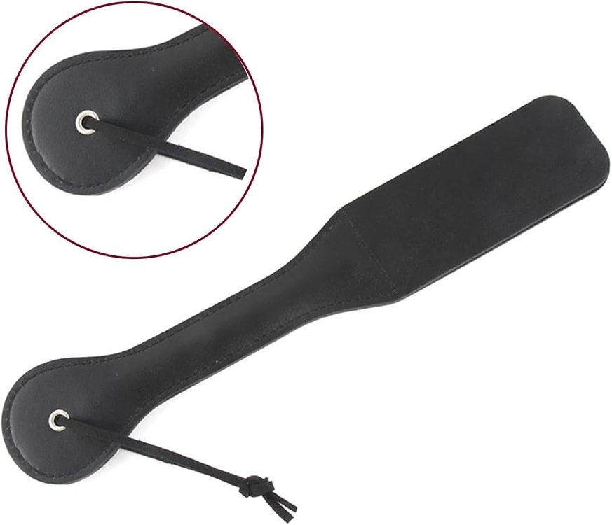 SMD SLUTED Fetish Spanking Paddle Series, BDSM Imprint Spanking Paddle, Faux Leather, 32cm, Black