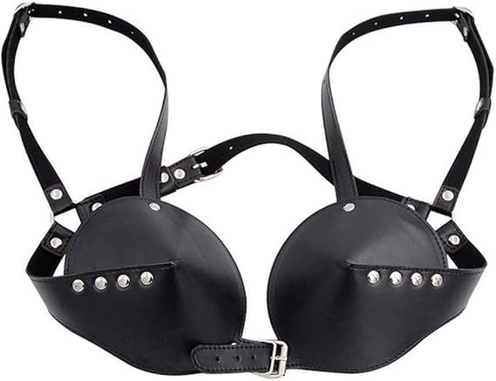 SMD Obsidian, Leather Bullet Cup Harness, One Size, Black