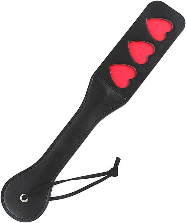SMD HURTS Fetish Spanking Paddle Series, BDSM Imprint Spanking Paddle, Faux Leather, 32cm, Black/Red