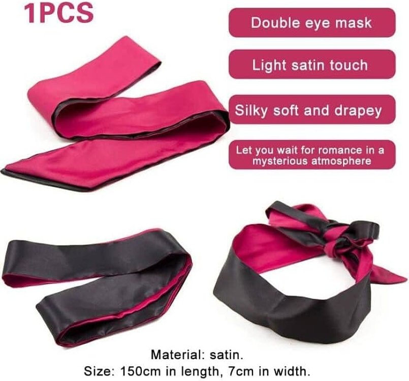 SMD Prime Instict, BDSM Satin Band Blindfold, Σατέν Μάσκα Ματιών 150cm, Black/Red