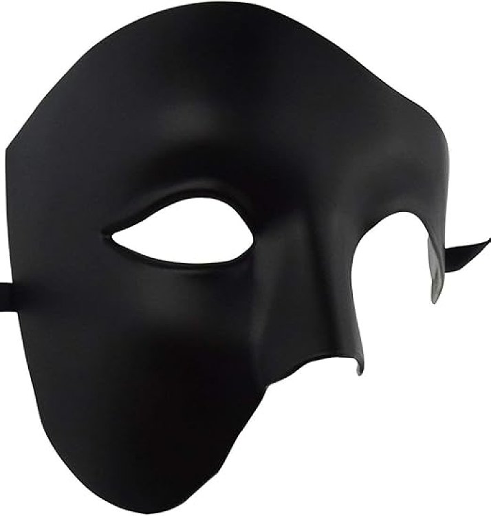 SMD Misterio Black Phantom Roleplay BDSM Mask, Half-Mask Adjustable Design, Unisex, Black