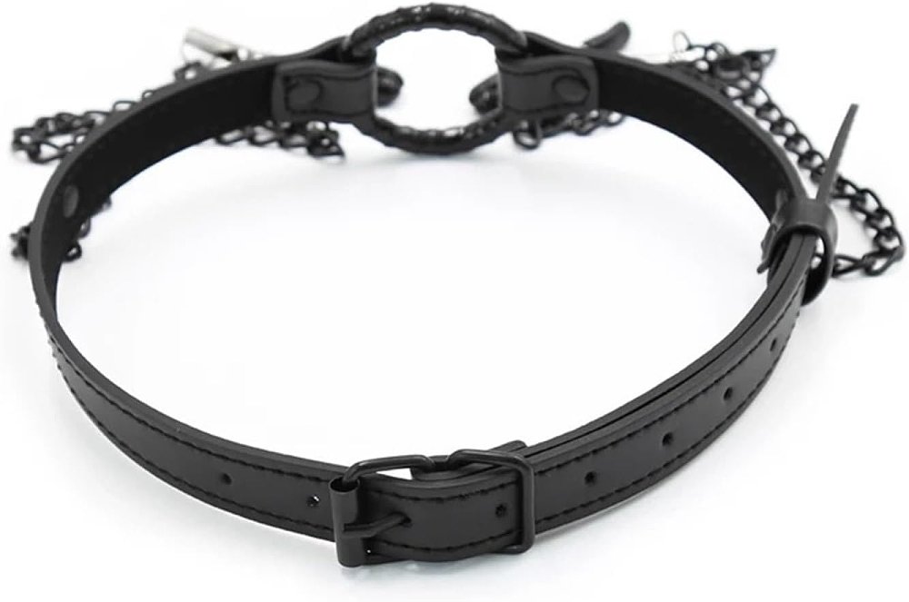 SMD Good Hoe, Mouth Gag with Nipple Clamps, BDSM Set Leather Gag and Nipple Clamps