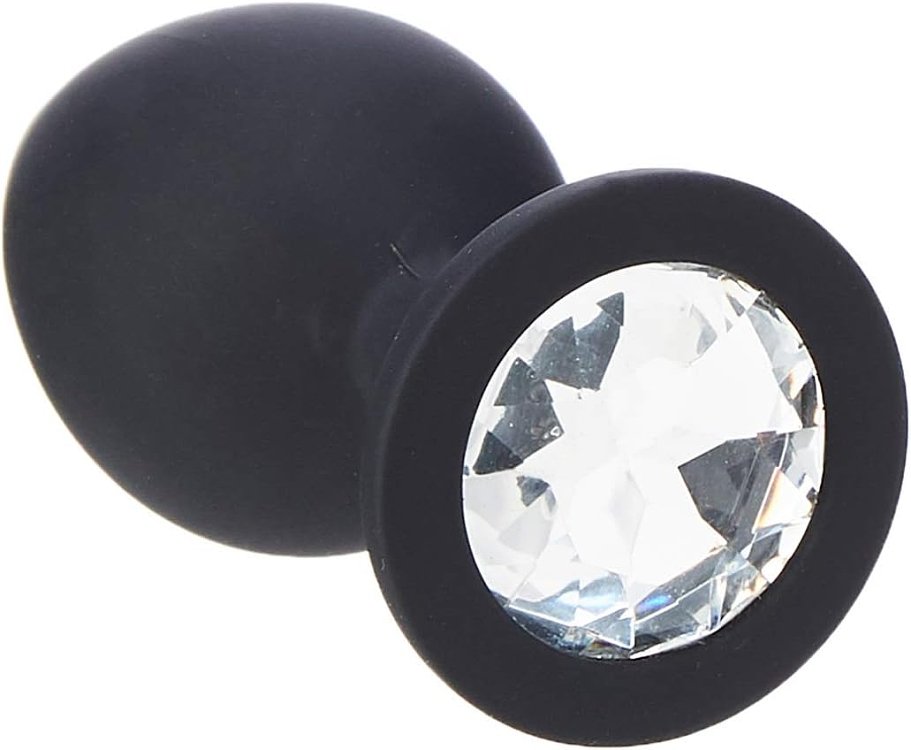 SMD Diamond Silicone Butt plug, Πρωκτική Σφήνα Σιλικόνης, 8cm, Medium, Black