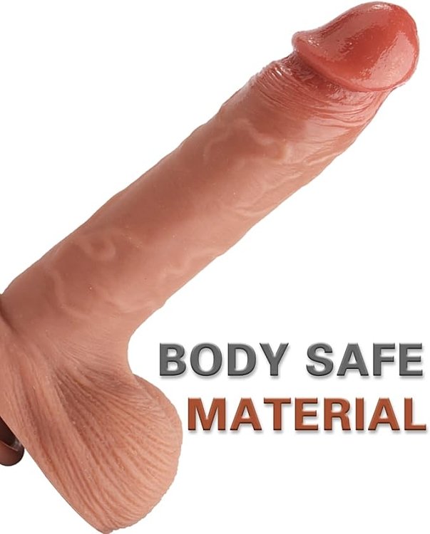 SMD Alpha, Realistic Liquid Silicone Dildo 20.5cm, Ρεαλιστικό Ομοιώμα Πέους με Όρχεις και Βεντούζα, Caramel