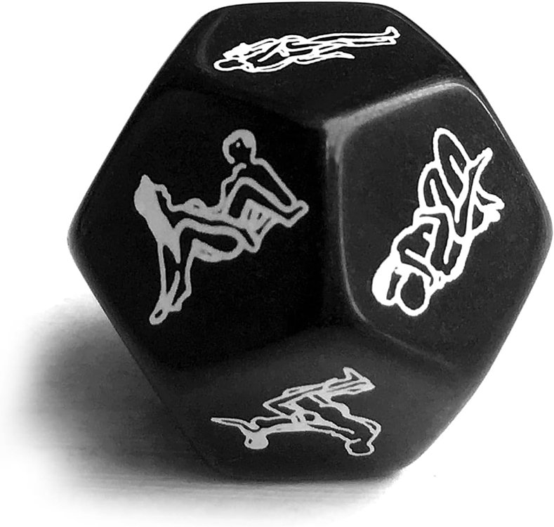 SMD Lucky Lovers Black Dice, Couples Game Intimacy Night Dice with 12 Positions, Ερωτικό Ζάρι για Ζευγάρια με 12 Στάσεις, Black