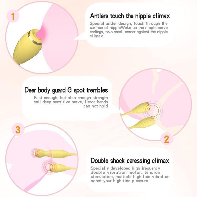 SMD LILO Kinky Cat, Dual-Head Clitoral Stimulator / Bullet & Egg Vibrator, 10 Vibrations, Yellow