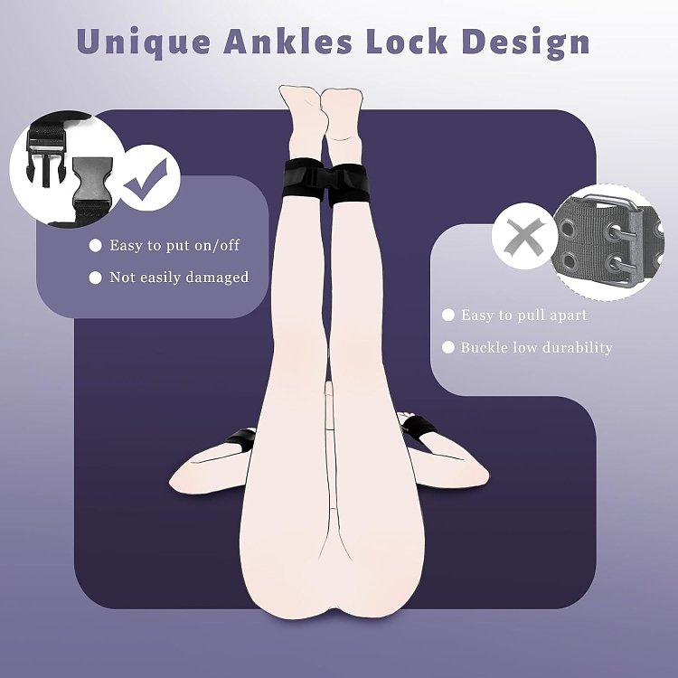 SMD Dominator, BDSM Neck, Handcuffs & Thigh/Ankle Restraint System, Black