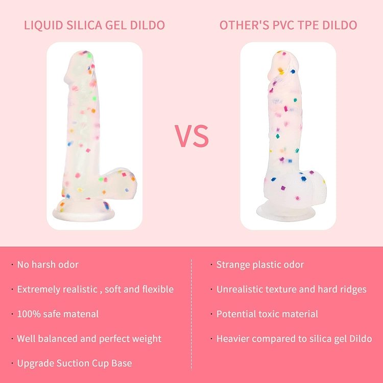 SMD Vanguard Confetti, Realistic Dildo 16.5cm Ρεαλιστικό Dildo με Βεντούζα, Clear