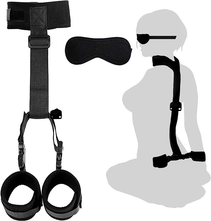 SMD Bond & Blind, BDSM Neck & Hands Restraint System Σετ με Μάσκα, Black