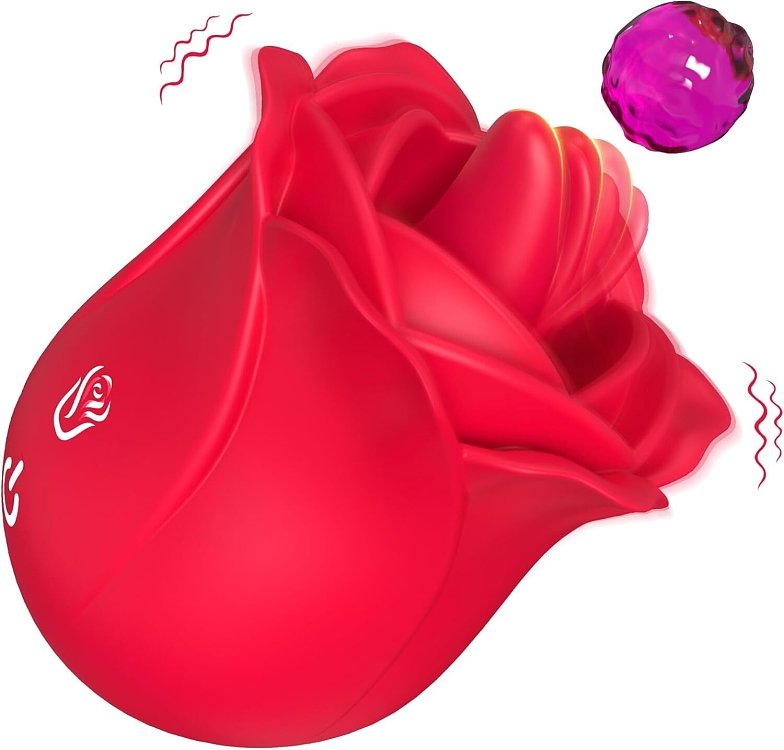 SMD Keeps Giving, Tongue Clitoral Rose Vibrator με 9 Licking + 9 Vibrating Modes, Rose Red