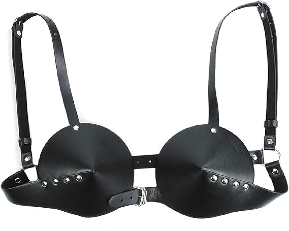 SMD Obsidian, Leather Bullet Cup Harness, One Size, Black