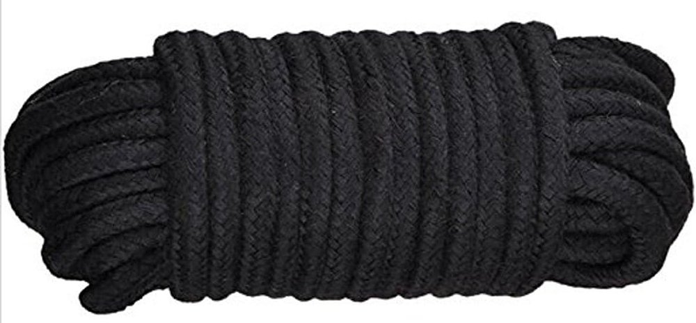 SMD Bow Tie 5m., Hemp Rope with Metal Tip, BDSM Σχοινί Δεσίματος Βαμβακερό, Black