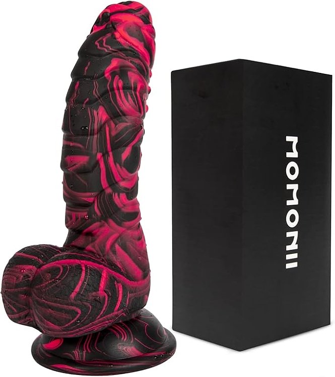 SMD Prodigy Red, Realistic Fantasy Thick Dildo 21cm, Red / Black