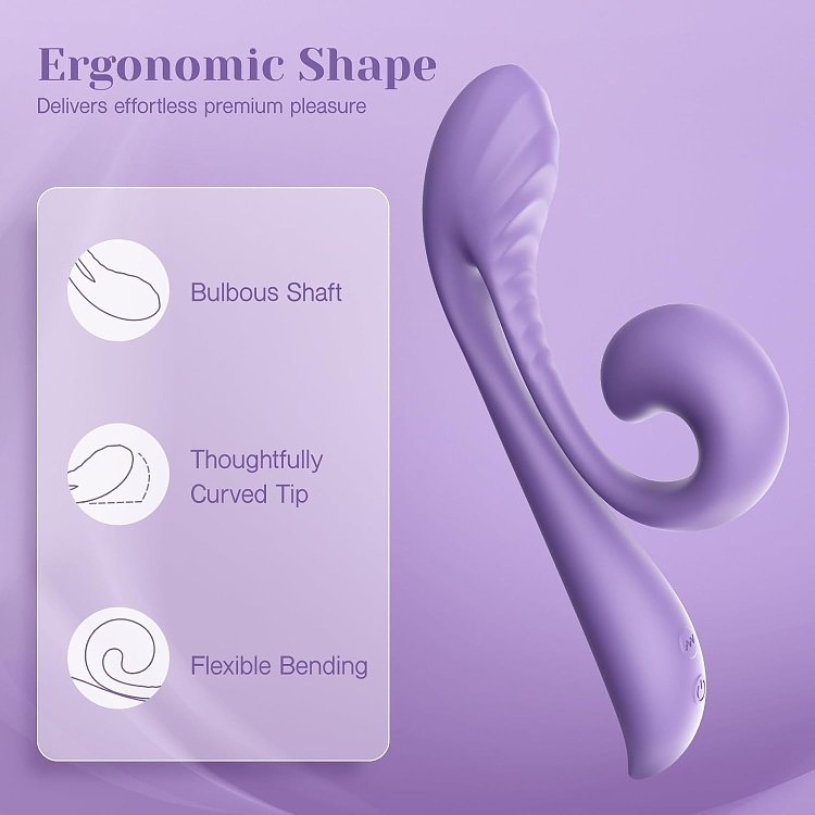Tracy's Dog Junibell Clitoral Rabbit Vibrator, Dual Stimualtion, Liquid Silicone, 10 Vibration Modes, Whisper-Quiet, Lavender