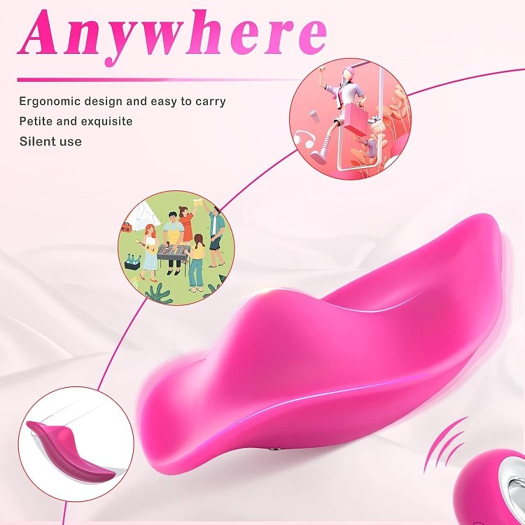 SMD Mini Wearable Clit Vibrator, Wireless Use with Controller, 12 Vibrating Modes, Pink