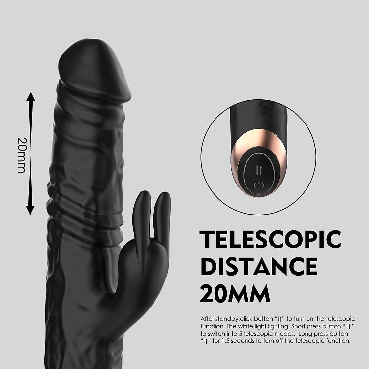 SMD Wet Dream, Rabbit Clitoral Stimulation and G Spot Vibrator 2-in1, Διπλός Δονητής με 10 Vibrating Modes 24.5cm, Black