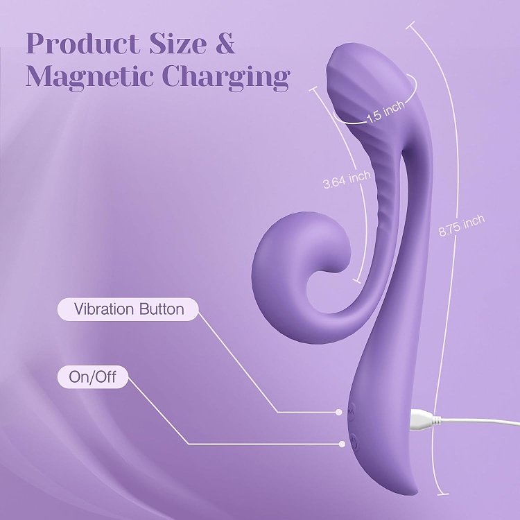 Tracy's Dog Junibell Clitoral Rabbit Vibrator, Dual Stimualtion, Liquid Silicone, 10 Vibration Modes, Whisper-Quiet, Lavender