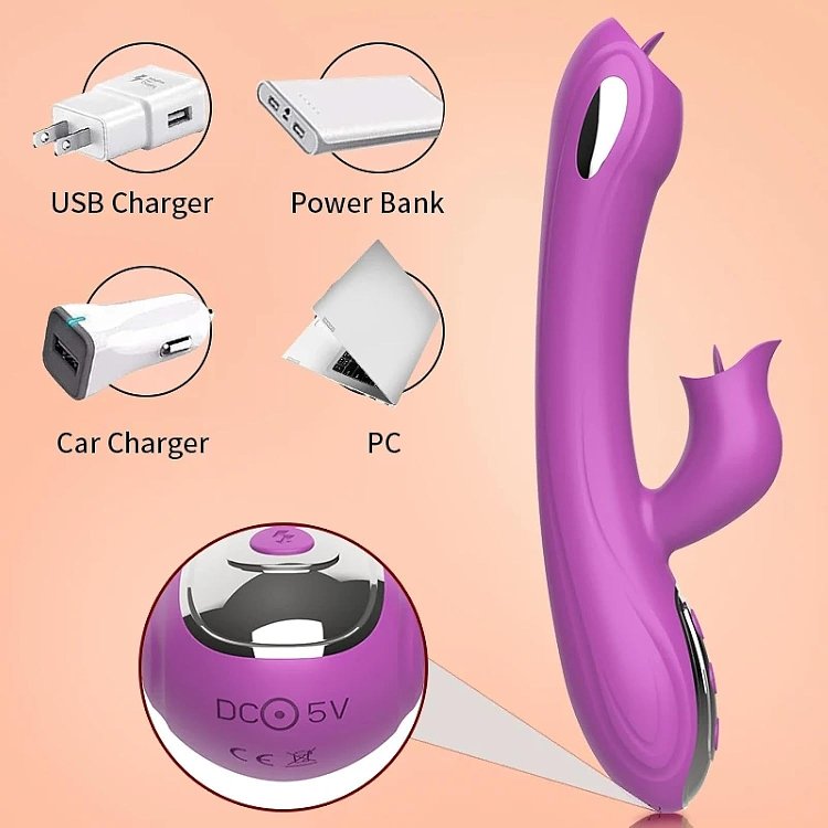 SMD Rebirth Rabbit Vibrator, 3-in-1 Sucking Swing & Licking Vibrator, Multiple Suction & Vibration Modes, Purple