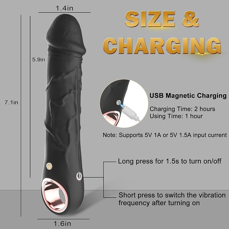 SMD Jumper Pocket, Realistic Vibrator Dildo 18cm Realistic Vibrator, Black