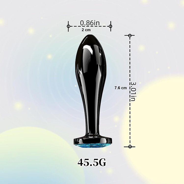 SMD Anal Joy, Steel Diamond Butt Plug, Small, 7cm, Blue