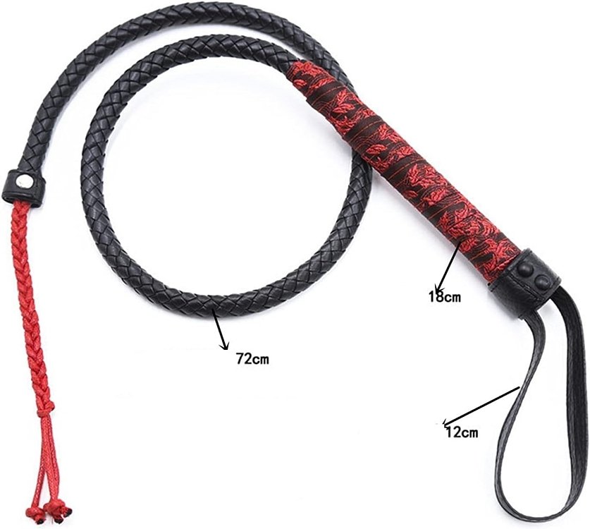 SMD Stallion, Leather Whip and Flogger, BDSM Μαστίγιο, Red / Black