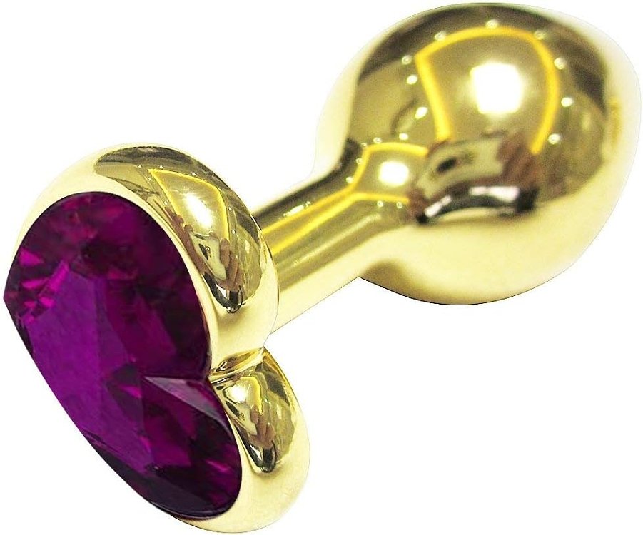 SMD Analyzer Triple, Butt Plug Set, Anal Wedge Set of 3 (S / M / L ), Gold / Purple Heart