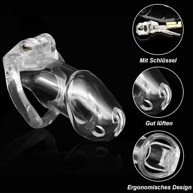 SMD EnCaged, Chastity Male Penis Cage, Adjustable 4 Fits, Hidden Lock & Hollow Design, Clear