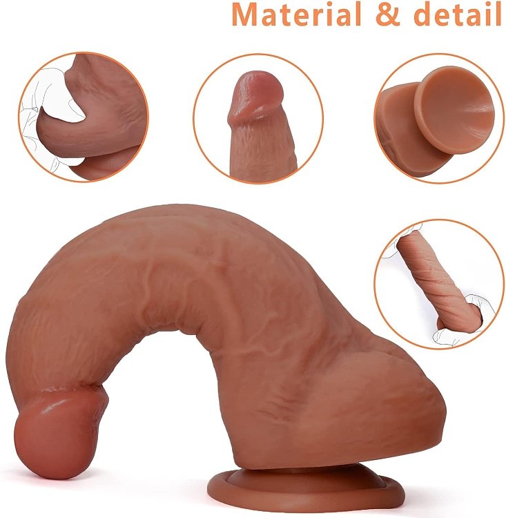 SMD Panas, Realistic Dildo Silicone, Ρεαλιστικό Ομοιώμα Πέους με Όρχεις και Βεντούζα, 20cm, Flesh