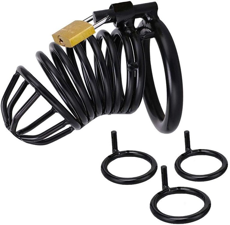 SMD Men Chastity Cage Adjustable Size, Κλουβί Πέους, Black