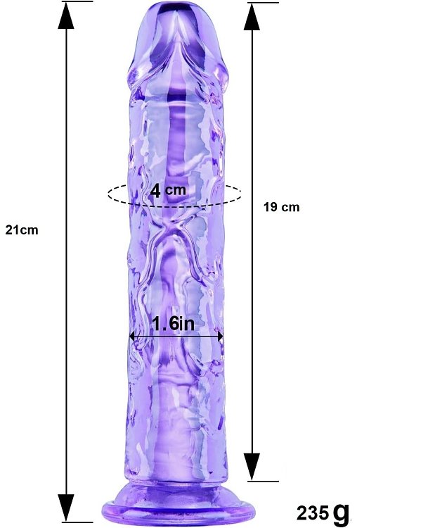 SMD Vanguard, Realistic Dildo 21cm Ρεαλιστικό Dildo με Βεντούζα, Purple / Clear