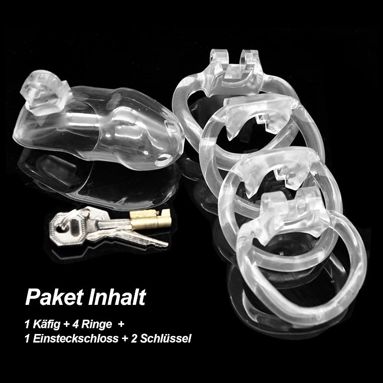 SMD EnCaged, Chastity Male Penis Cage, Adjustable 4 Fits, Hidden Lock & Hollow Design, Clear
