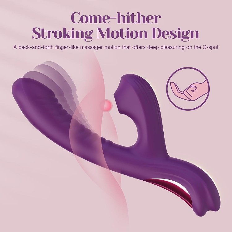 Tracy's Dog Beta Rabbit 3-in-1 Sucking Swing Vibrator, 3 Suction & 10 Vibration Modes, Purple