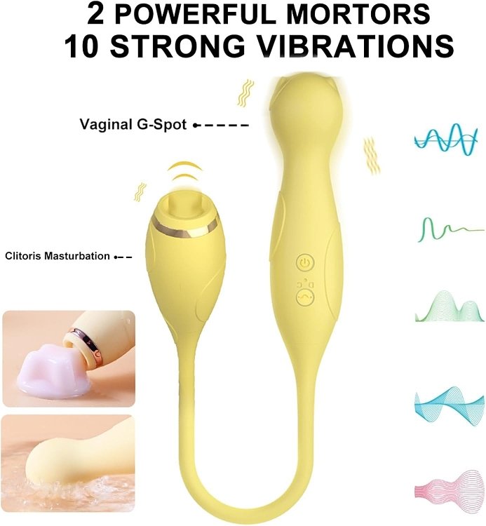 SMD LILO Kinky Cat, Dual-Head Clitoral Stimulator / Bullet & Egg Vibrator, 10 Vibrations, Yellow