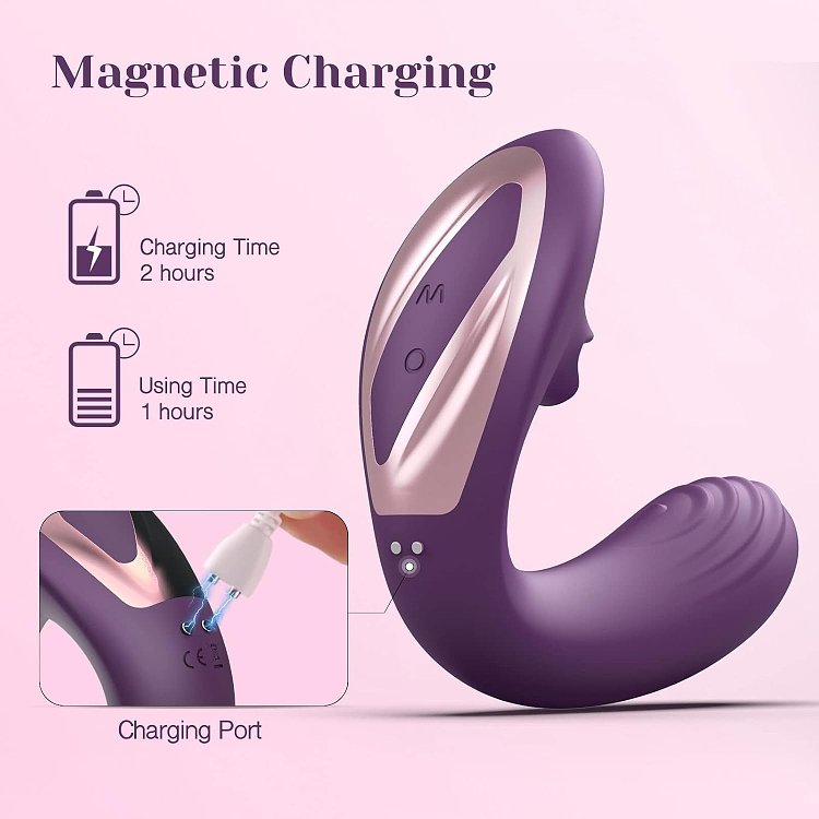 Tracy's Dog Juicy Clitoral Licking & G-Spot Vibrator 2 in 1, 7 Licking & 10 Vibration Patterns, Purple