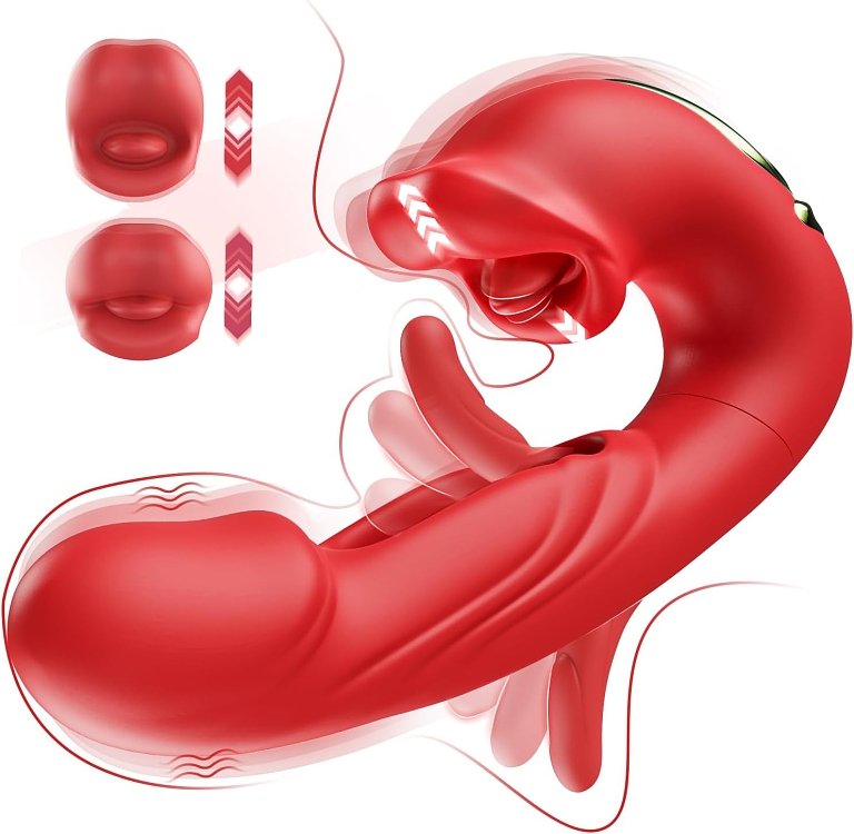 SMD Multitasker X3, Clitoral Licking, Flapping & G Spot Vibrator 3-in1 Πολυχρηστικός Δονητής με 9 Vibrating Modes, Red