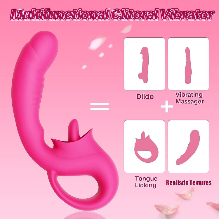 SMD Double Trouble Clitoral Licking and G Spot Vibrator 2-in1, Double Vibrator with 10 Vibrating Modes, Fuchsia
